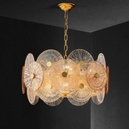 Lustre moderne à disque d'étincelles, lampe suspendue en verre à motif de feu d'artifice, éclairage décoratif pour la maison