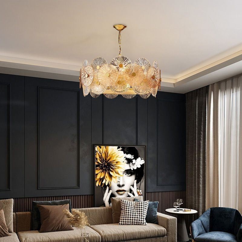 Lustre moderne à disque d'étincelles, lampe suspendue en verre à motif de feu d'artifice, éclairage décoratif pour la maison