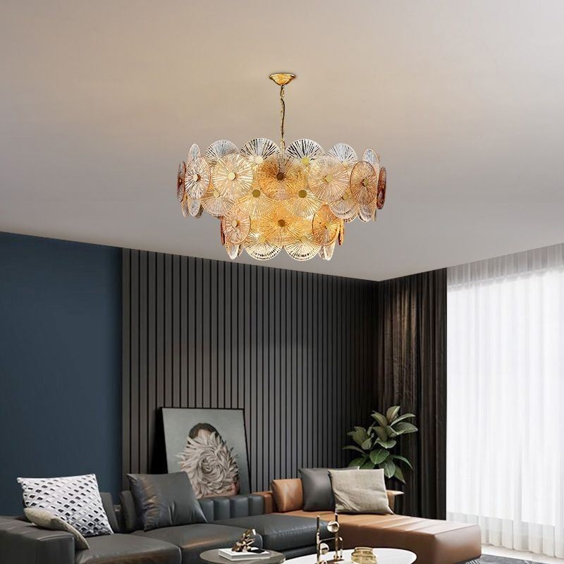 Lustre moderne à disque d'étincelles, lampe suspendue en verre à motif de feu d'artifice, éclairage décoratif pour la maison