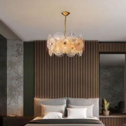 Lustre moderne à disque d'étincelles, lampe suspendue en verre à motif de feu d'artifice, éclairage décoratif pour la maison