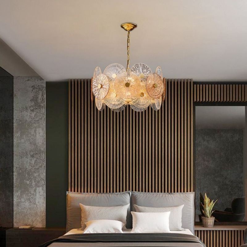 Lustre moderne à disque d'étincelles, lampe suspendue en verre à motif de feu d'artifice, éclairage décoratif pour la maison
