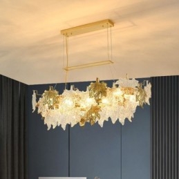 Suspension en forme de feuille d'érable, luminaire décoratif d'intérieur en verre