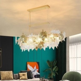Suspension en forme de feuille d'érable, luminaire décoratif d'intérieur en verre