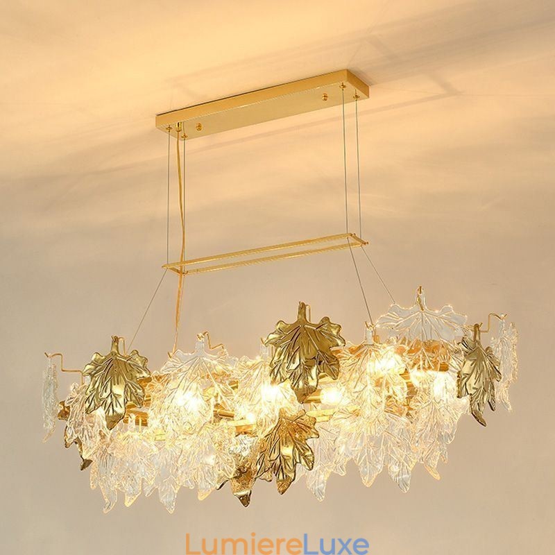 Suspension en forme de feuille d'érable, luminaire décoratif d'intérieur en verre