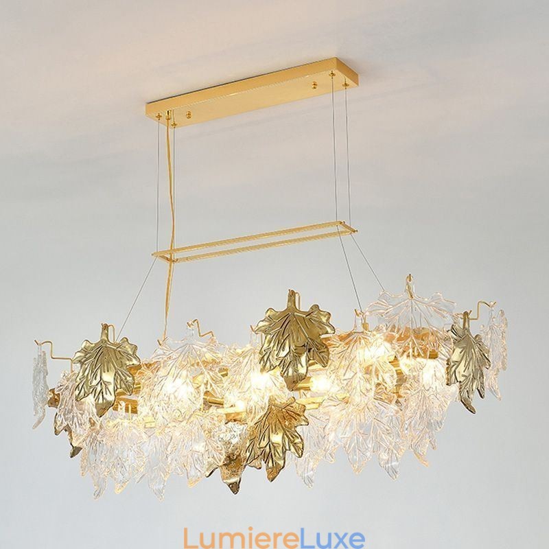 Suspension en forme de feuille d'érable, luminaire décoratif d'intérieur en verre