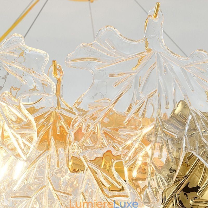 Suspension en forme de feuille d'érable, luminaire décoratif d'intérieur en verre