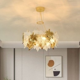 Suspension en forme de feuille d'érable, lustre en verre, décoration d'intérieur européenne