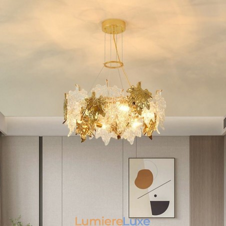 Suspension en forme de feuille d'érable, lustre en verre, décoration d'intérieur européenne Suspension en forme de feuille d'érable, lustre en verre, décoration d'intérieur européenne