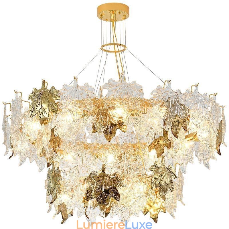 Suspension en forme de feuille d'érable, lustre en verre, décoration d'intérieur européenne