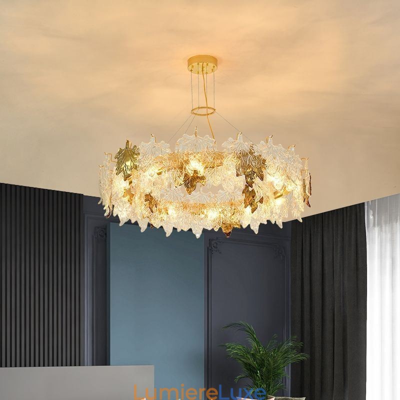 Suspension en forme de feuille d'érable, lustre en verre, décoration d'intérieur européenne