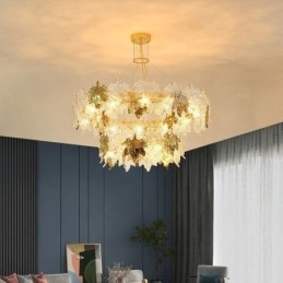 Suspension en forme de feuille d'érable, lustre en verre, décoration d'intérieur européenne