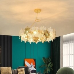 Suspension en forme de feuille d'érable, lustre en verre, décoration d'intérieur européenne