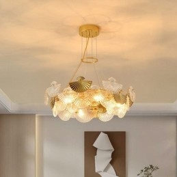 Lustre européen en verre suspendu en forme d'éventail