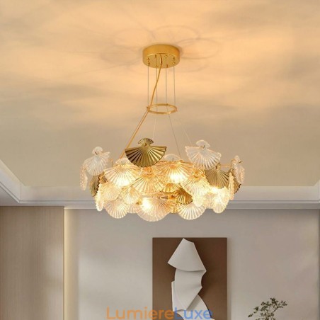 Lustre européen en verre suspendu en forme d'éventail Lustre européen en verre suspendu en forme d'éventail