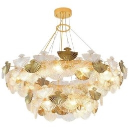 Lustre européen en verre suspendu en forme d'éventail