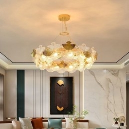 Lustre européen en verre suspendu en forme d'éventail