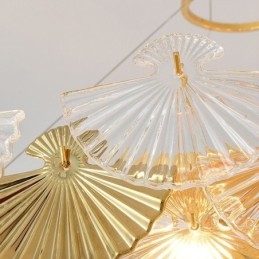 Lustre européen en verre suspendu en forme d'éventail