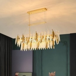 Lustre en verre artistique à plumes ovale