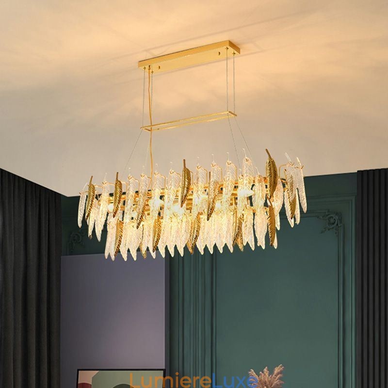 Lustre en verre artistique à plumes ovale