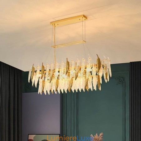 Lustre en verre artistique à plumes ovale Lustre en verre artistique à plumes ovale
