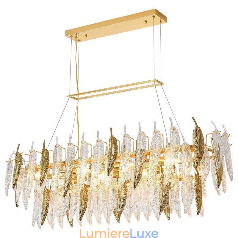 Lustre en verre artistique à plumes ovale