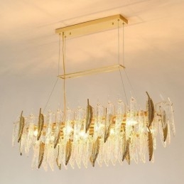 Lustre en verre artistique à plumes ovale