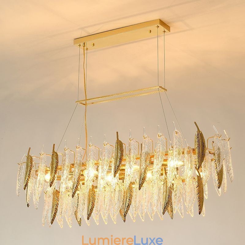 Lustre en verre artistique à plumes ovale