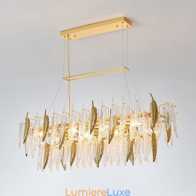 Lustre en verre artistique à plumes ovale
