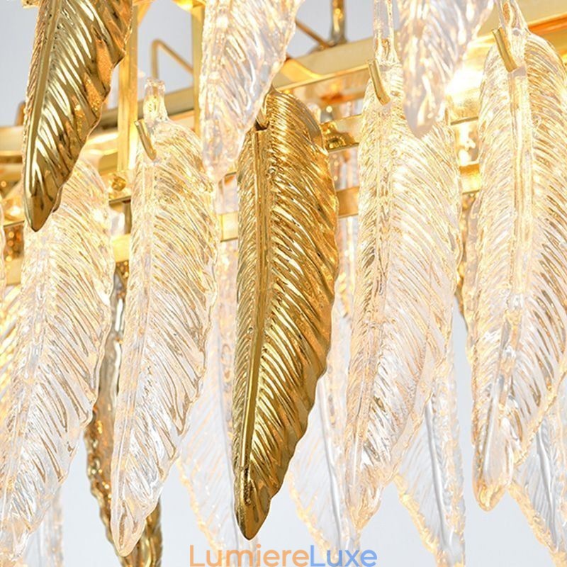 Lustre en verre artistique à plumes ovale