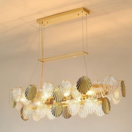 Lustre en verre de luxe, lampe tendance en forme de coquillage, lampe suspendue en verre