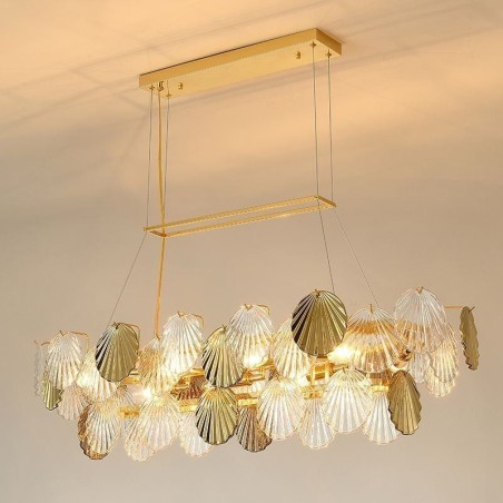 Lustre en verre de luxe, lampe tendance en forme de coquillage, lampe suspendue en verre Lustre en verre de luxe, lampe tendance en forme de coquillage, lampe suspendue en verre