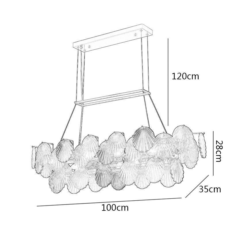 Lustre en verre de luxe, lampe tendance en forme de coquillage, lampe suspendue en verre