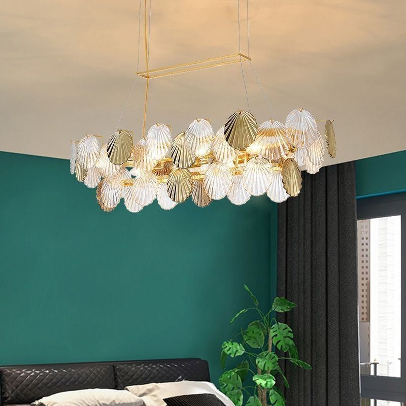 Lustre en verre de luxe, lampe tendance en forme de coquillage, lampe suspendue en verre