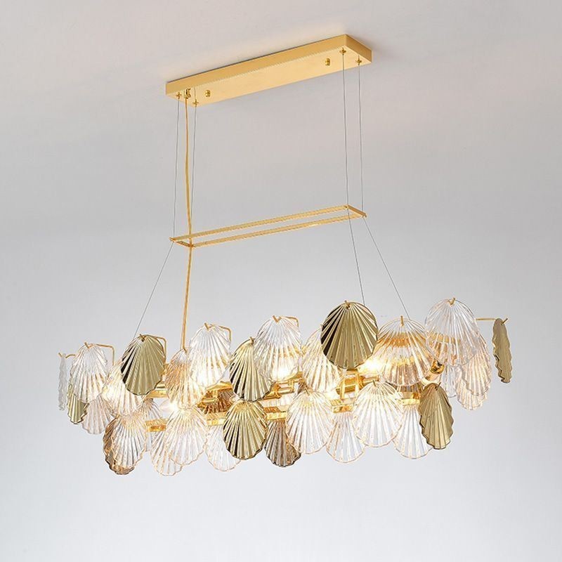 Lustre en verre de luxe, lampe tendance en forme de coquillage, lampe suspendue en verre