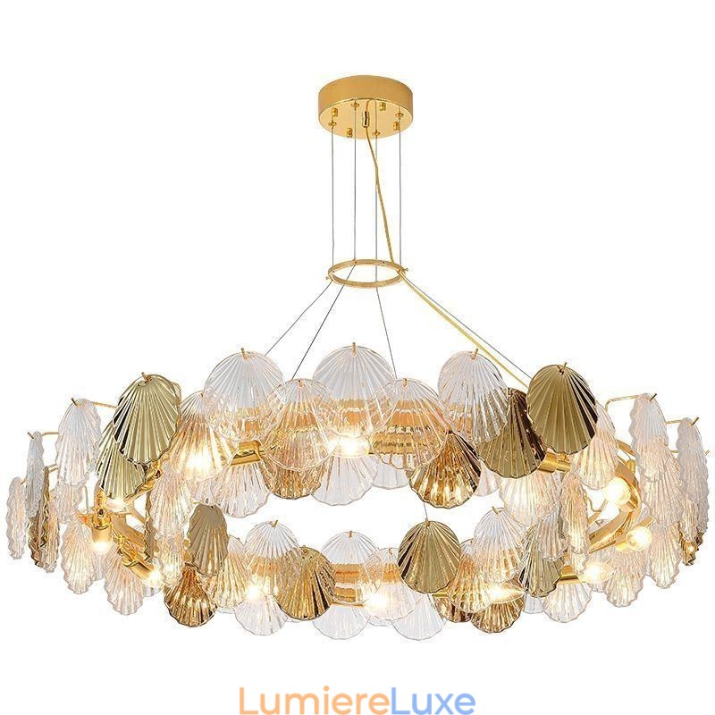 Lustre moderne en verre coquillage pour salle à manger