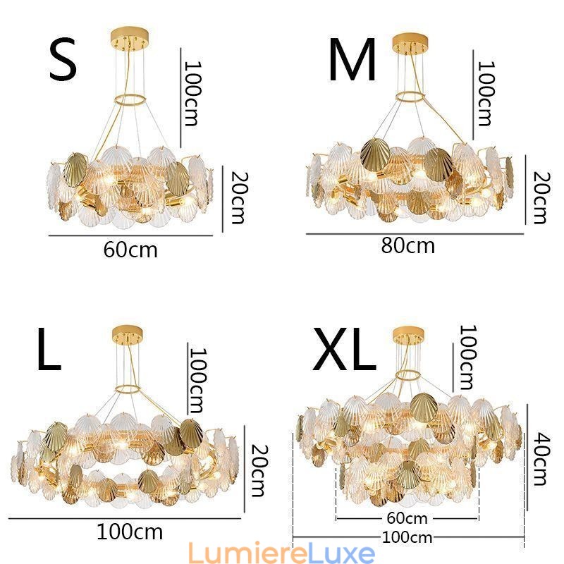 Lustre moderne en verre coquillage pour salle à manger