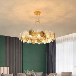 Lustre moderne en verre coquillage pour salle à manger