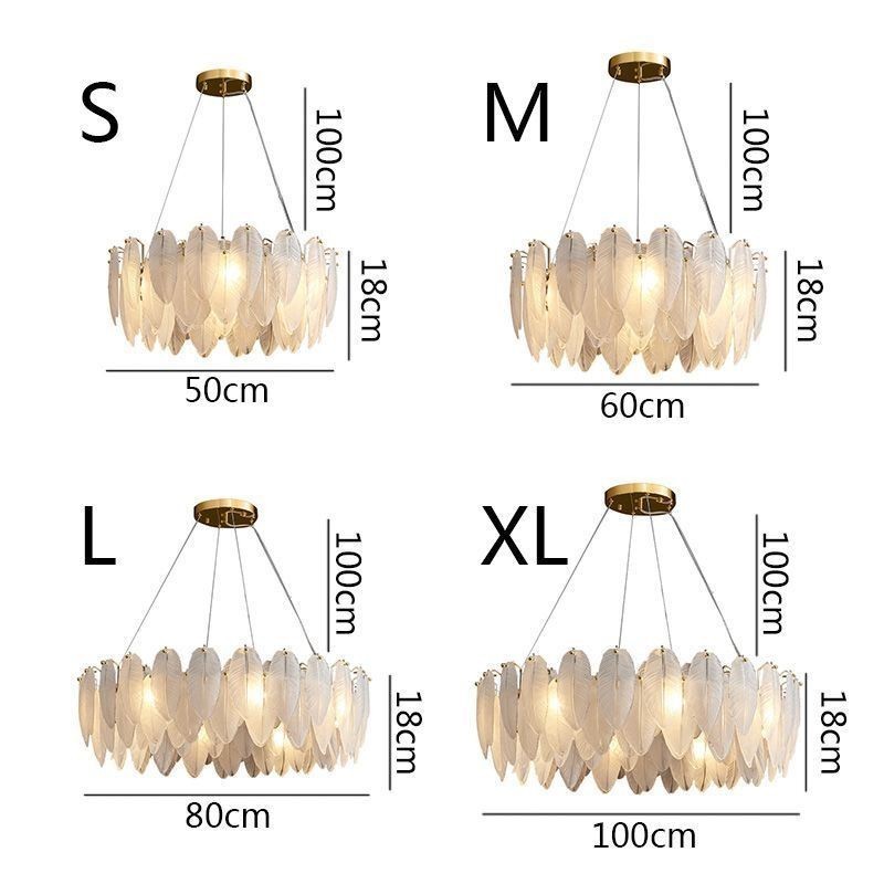 Lustre en verre artistique à plumes, suspension ronde