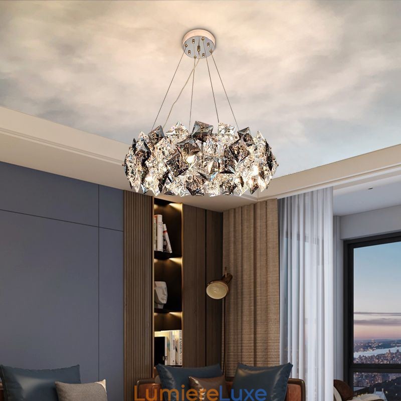 Lustre en verre léger de luxe, lampe suspendue minimaliste moderne pour salon