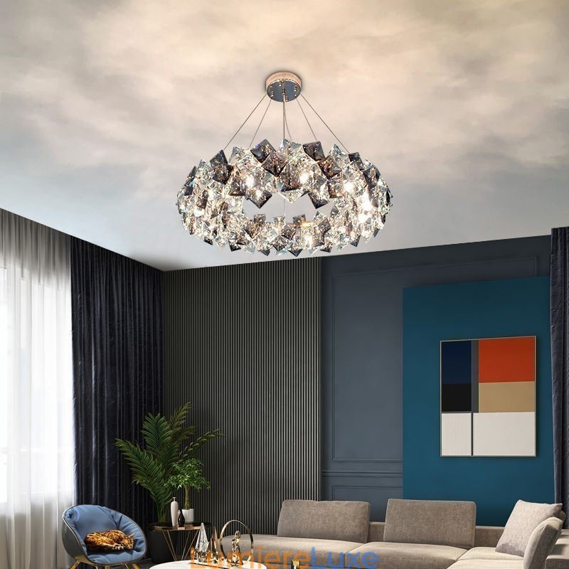 Lustre en verre léger de luxe, lampe suspendue minimaliste moderne pour salon