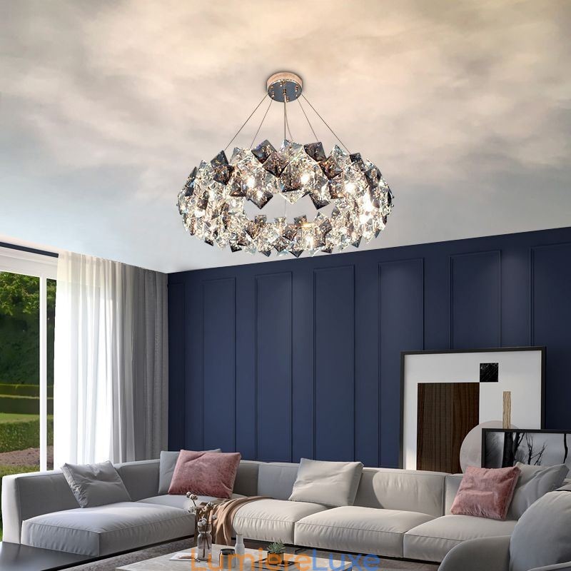 Lustre en verre léger de luxe, lampe suspendue minimaliste moderne pour salon