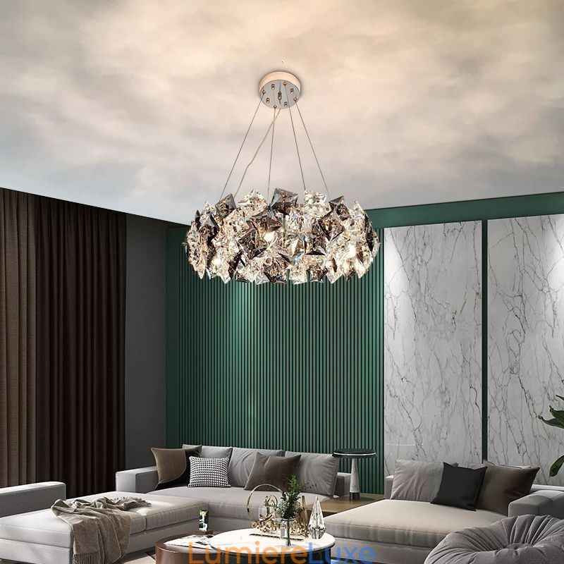 Lustre en verre léger de luxe, lampe suspendue minimaliste moderne pour salon