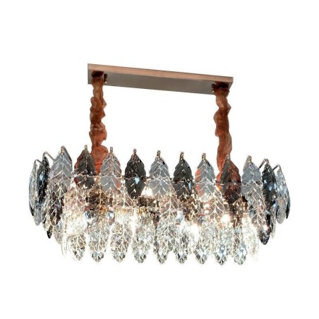 Lustre européen en fer et verre à feuilles créatives Lustre européen en fer et verre à feuilles créatives