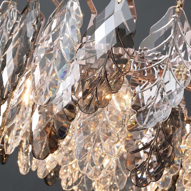 Lustre européen en fer et verre à feuilles créatives