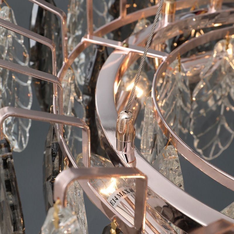 Lustre européen en fer et verre à feuilles créatives