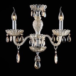 Lustre en verre à 3 lumières de style palais avec ampoule à bougie