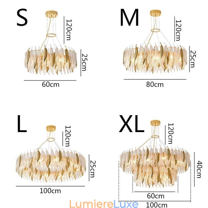 Lustre en verre artistique, plafonnier rond en plumes