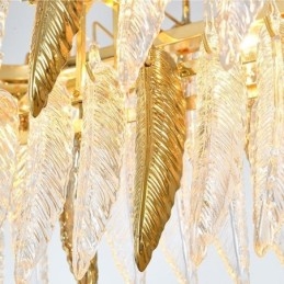 Lustre en verre artistique, plafonnier rond en plumes
