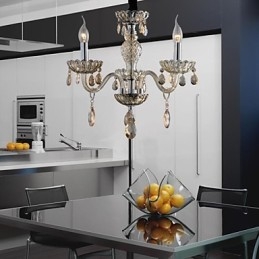 Lustre en verre à 3 lumières de style palais avec ampoule à bougie