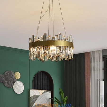 Lustre en verre de luxe de style européen, luminaire suspendu pour salon Lustre en verre de luxe de style européen, luminaire suspendu pour salon